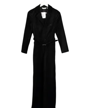 & Other Stories Black Velvet Wide Leg Belted Jumpsuit UK XS