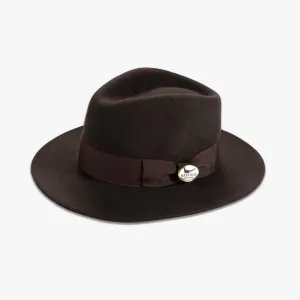 Brown Fedora with matching Brown Ribbon