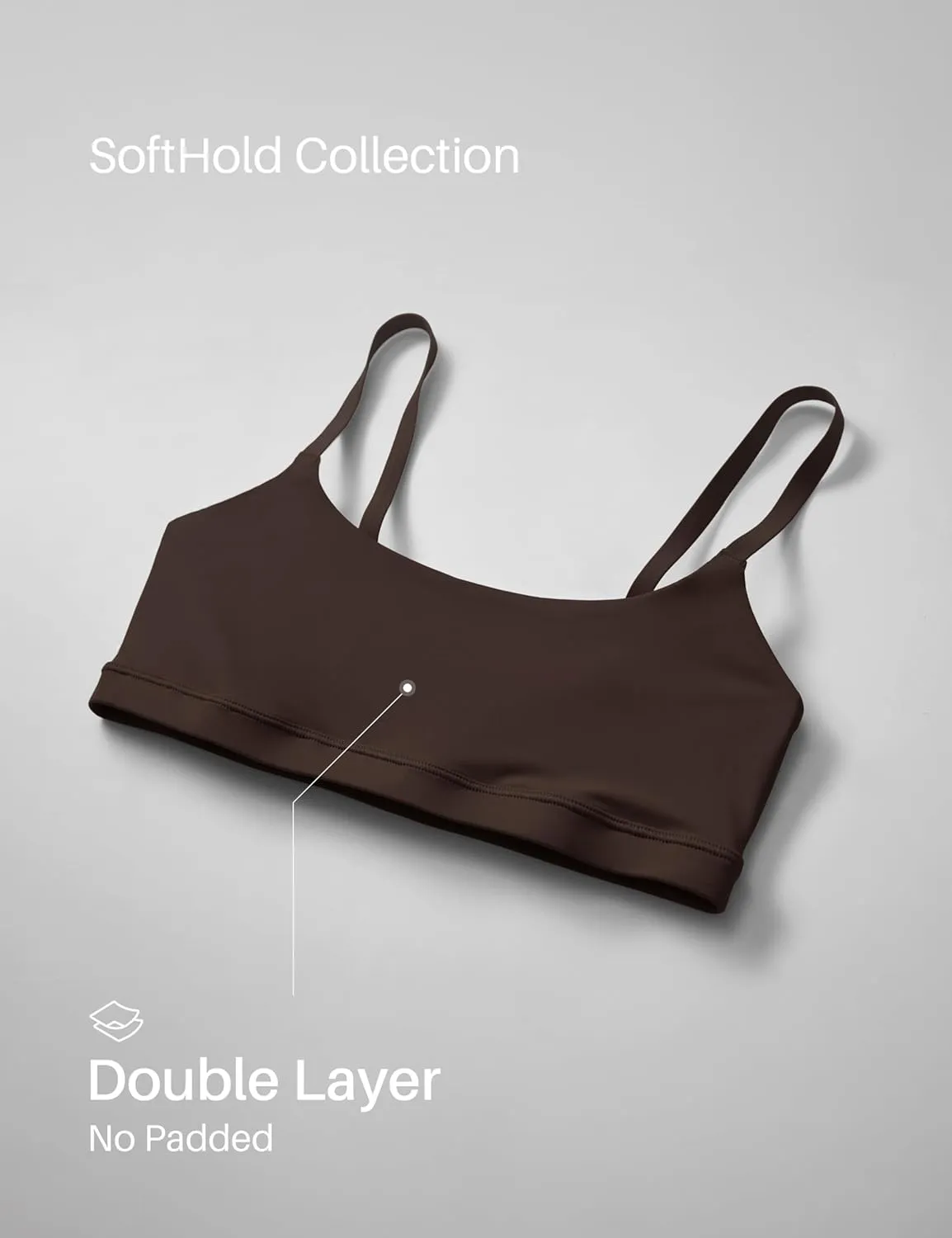 CRZ YOGA Softhold Women's Double Lined Bralettes - Scoop Neck Adjustable Straps Unlined Cami Wireless T-Shirt Everyday Bra