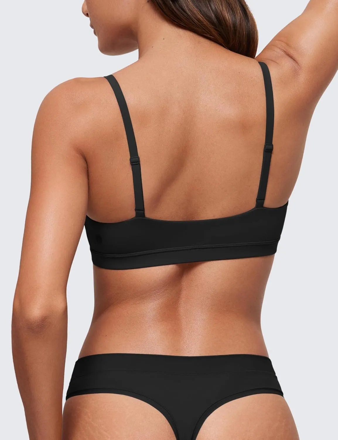 CRZ YOGA Softhold Women's Double Lined Bralettes - Scoop Neck Adjustable Straps Unlined Cami Wireless T-Shirt Everyday Bra