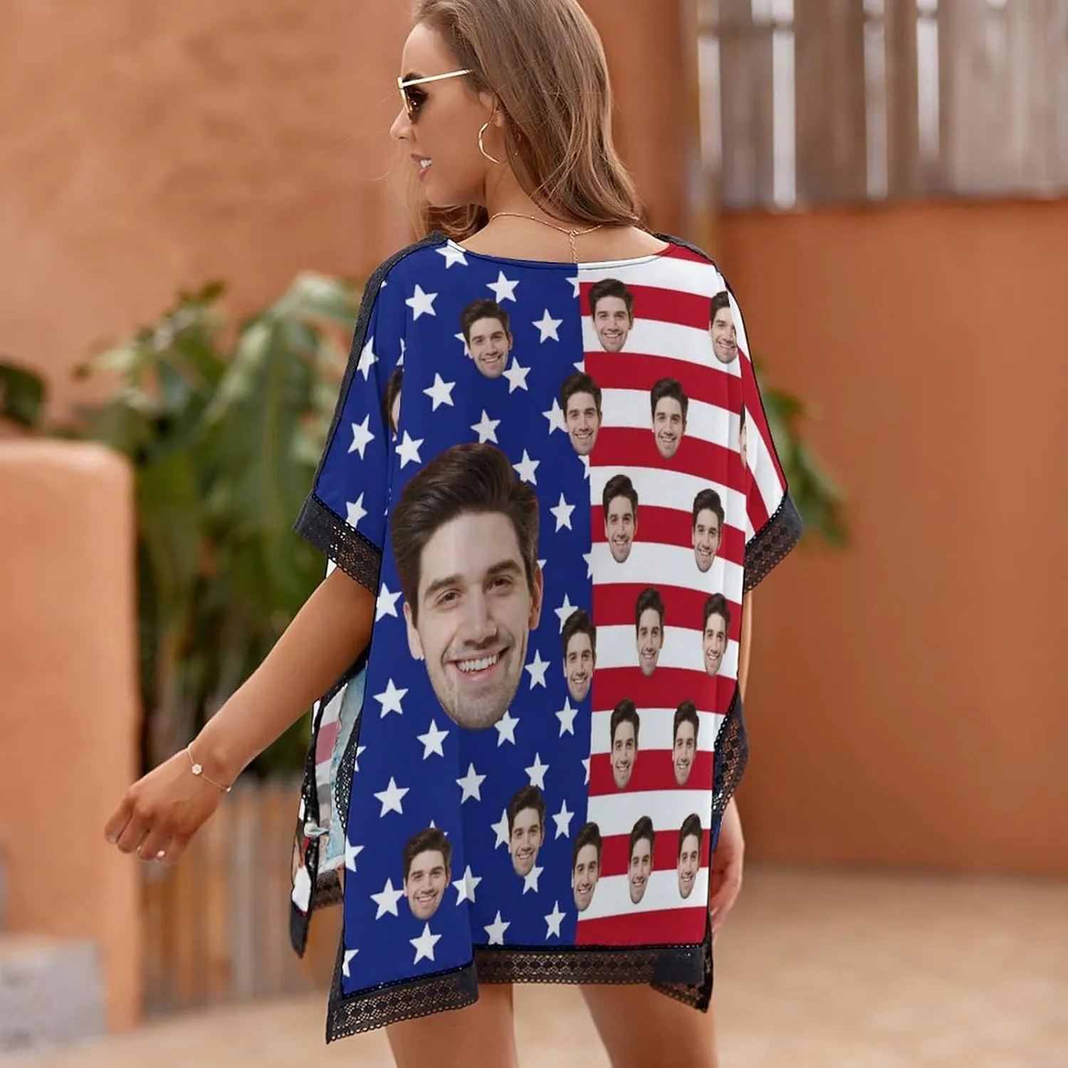 Custom Swimsuit with Face Personalized Bikini Sets for Women Matching Swim Top Bottom & Beach Cover Up for Swimwear