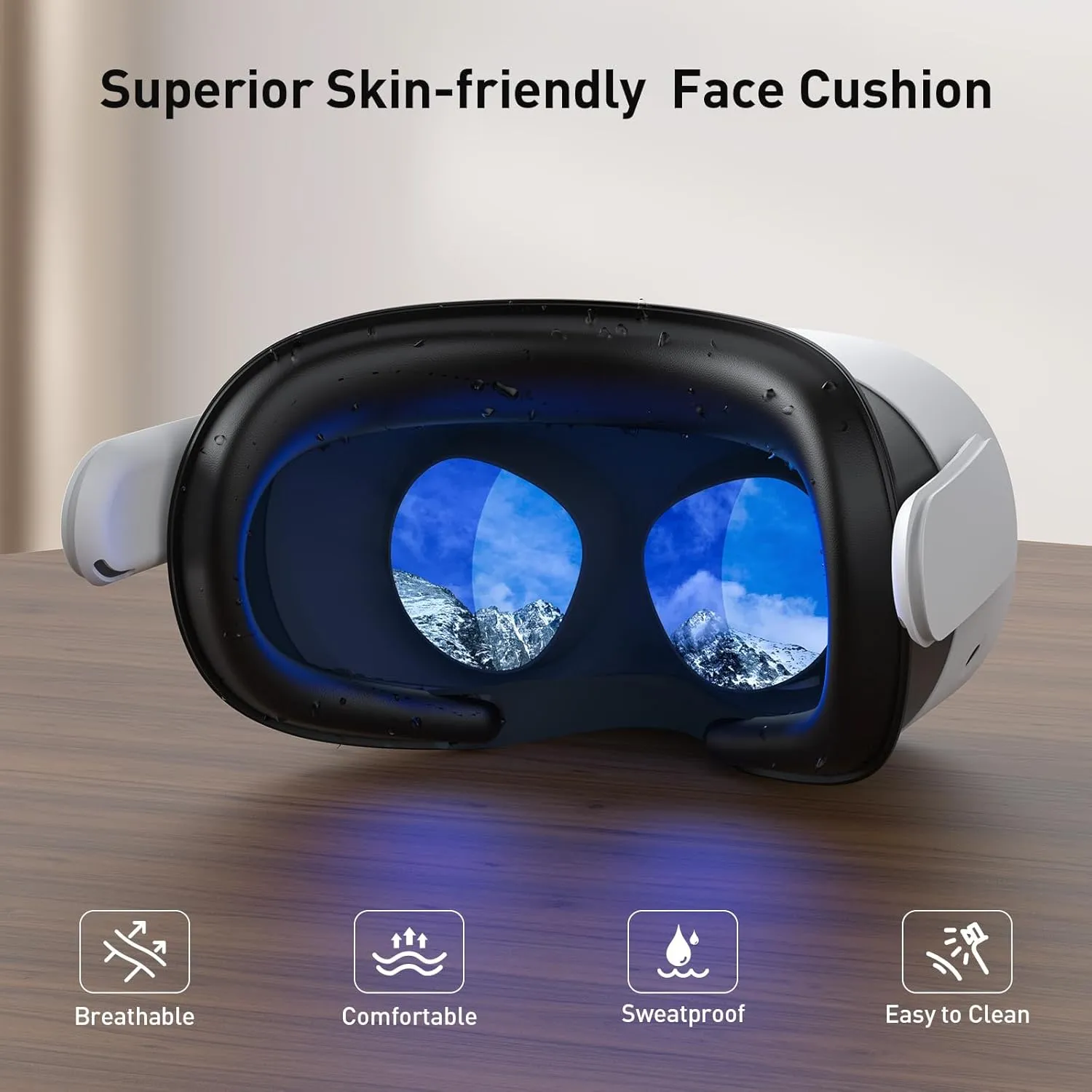 Face Pad Compatible with Meta Quest 3S Accessories, Breathable Facial Interface with Soft PU Face Cushion Pad (Standard Version)