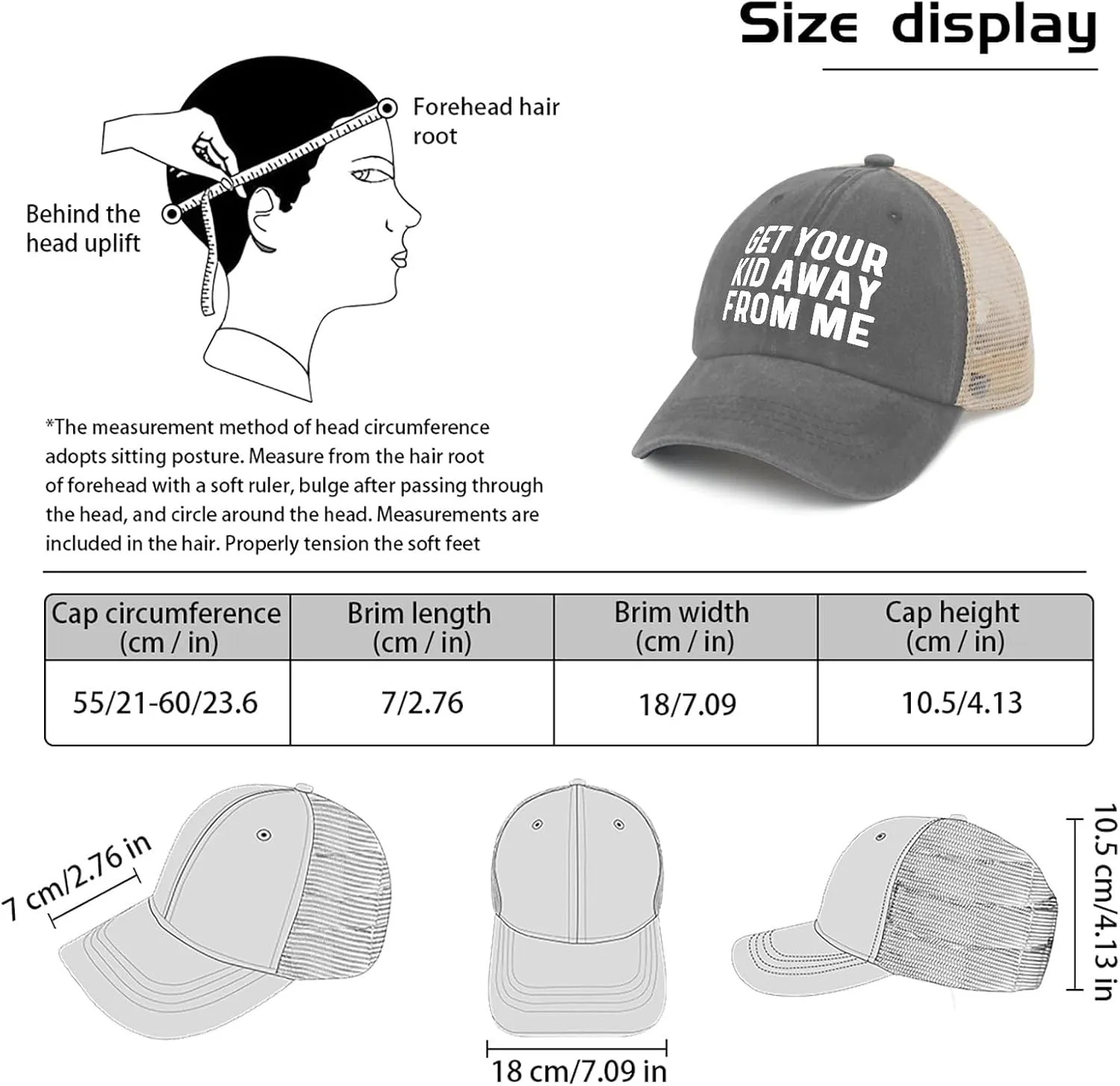 GET Your Kid AWAYS from ME Trucker Hat Men Vintage Mesh Cap for Summer