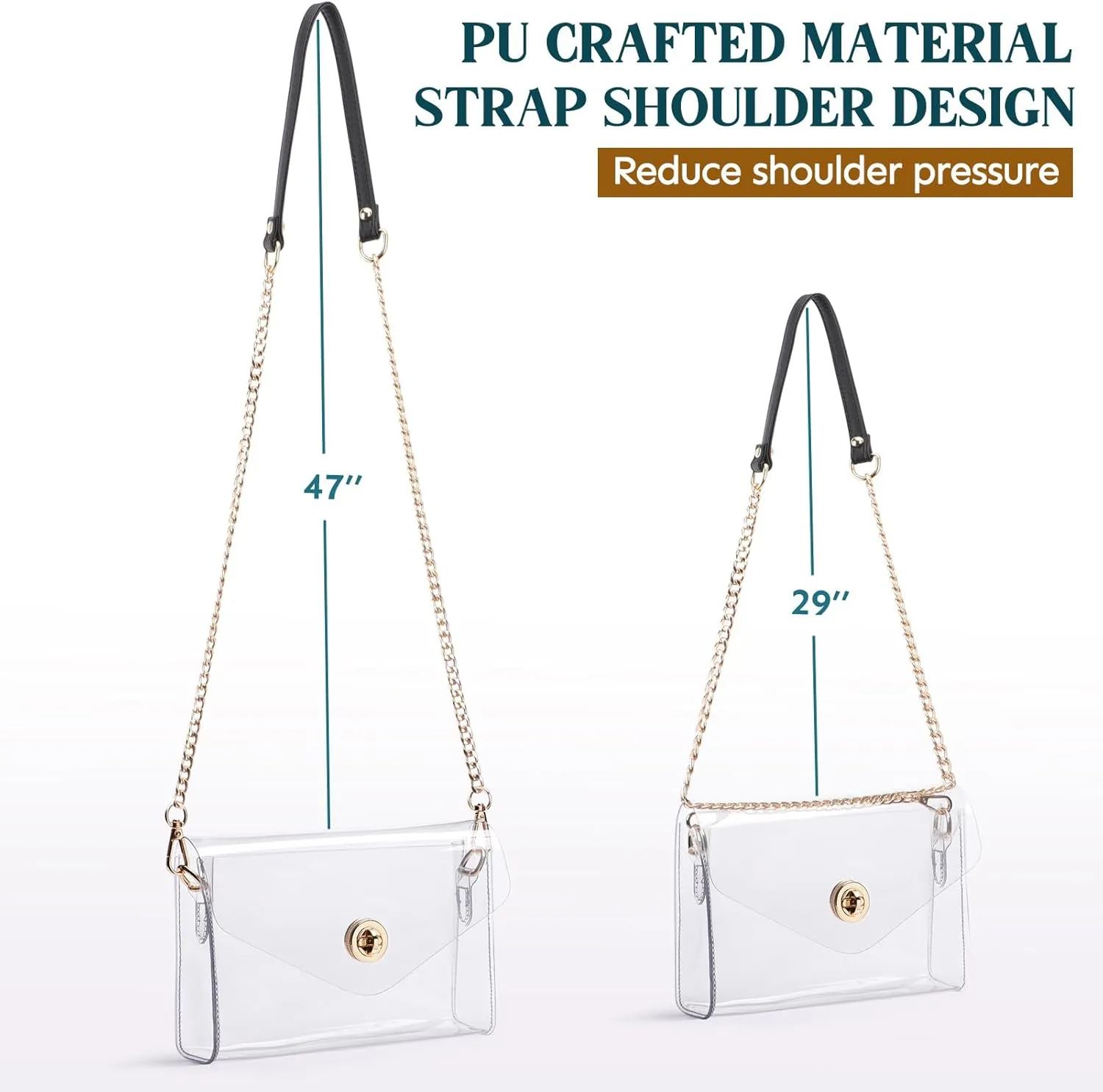 Lorbro Clear Purse for Women Stadium Approved, Clear Crossbody Bag with Zipper Closure, Transparent Purse for Concert Sports