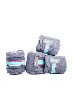 Marta Morgan Fleece Bandages (Grey Fleece with a Turquoise Trim)