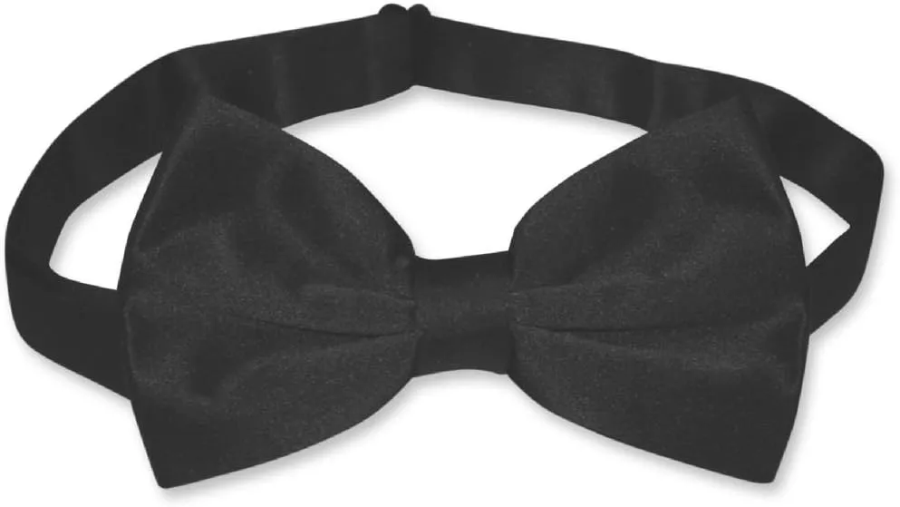Men's Dress Vest & BowTie Solid BLACK Color Bow Tie Set for Suit or Tuxedo