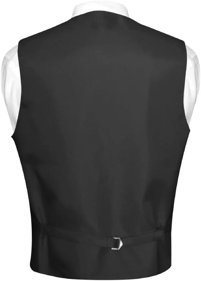 Men's Dress Vest & BowTie Solid BLACK Color Bow Tie Set for Suit or Tuxedo