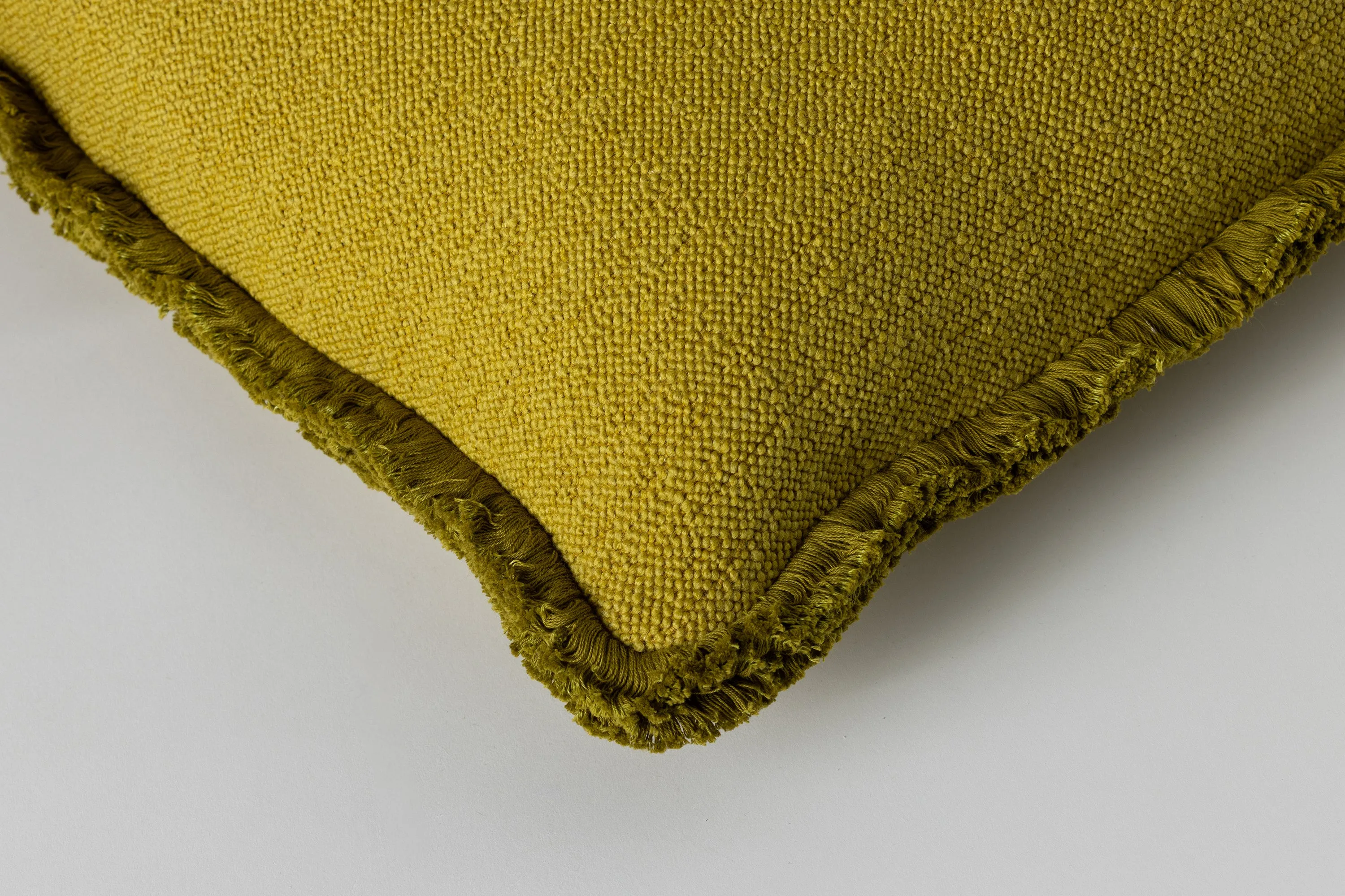 Panama Square Cushion Quince & Green Fringe