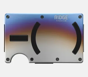 Ridge Wallets for Men Magsafe - Slim Minimalist Compact Wallet and Card Holder, RFID Protected Front Pocket Wallets for Men with Integrated Cash Strap (Burnt Titanium)