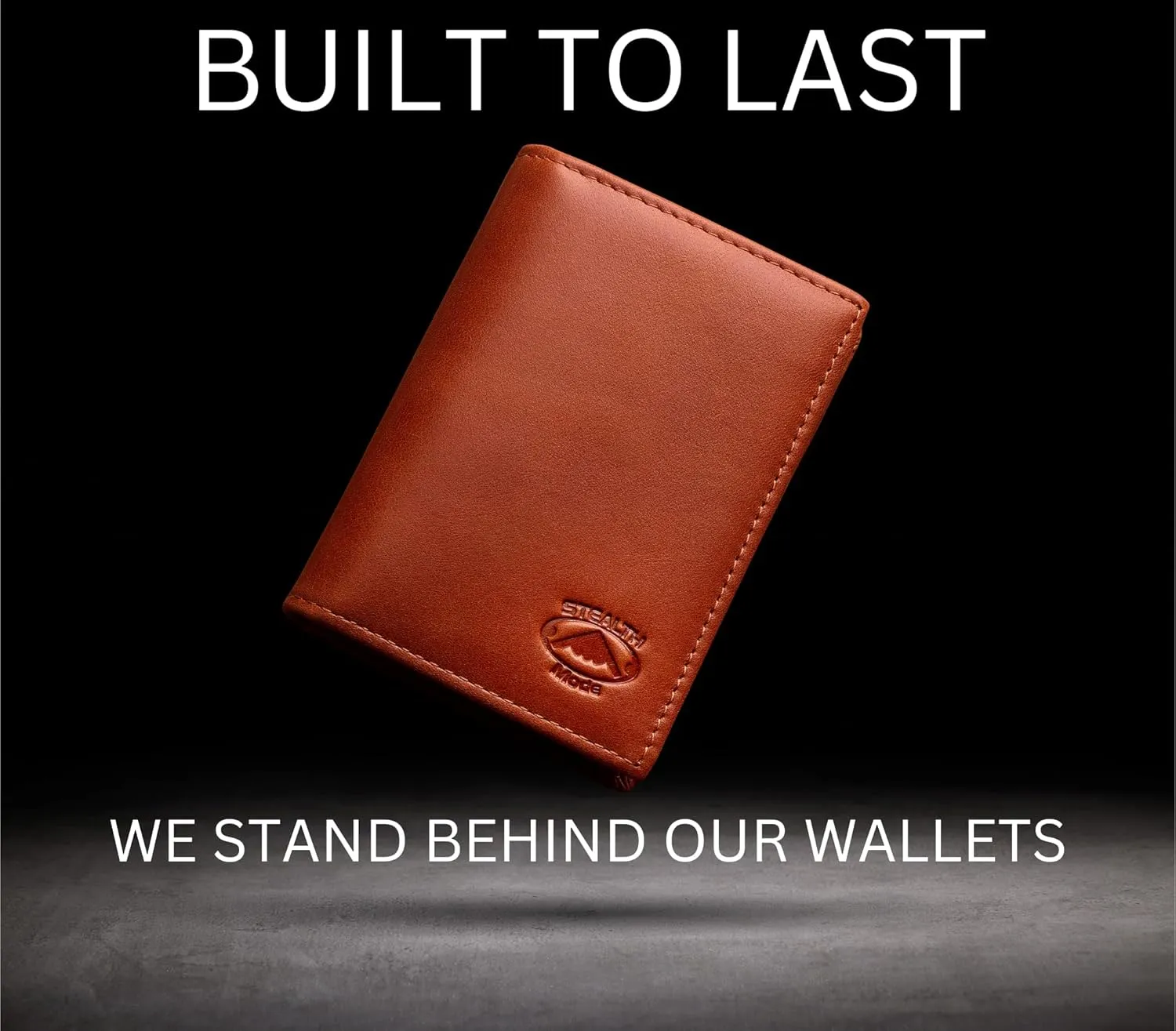 Stealth Mode Men's Slim Front Pocket Wallet - RFID Blocking, Thin Minimalist Bifold Design, Genuine Leather - ID Badge Window and 5 Sleeves for Money, Credit and Debit Cards, Driver's License - Brown