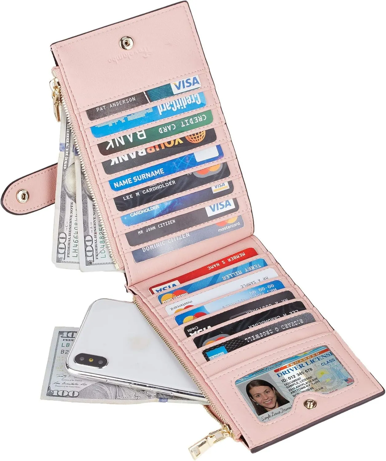 Travelambo Leather Wallets for Women Slim RFID Blocking Bifold Credit Card Holder Wallet