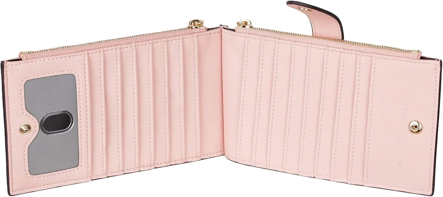 Travelambo Leather Wallets for Women Slim RFID Blocking Bifold Credit Card Holder Wallet