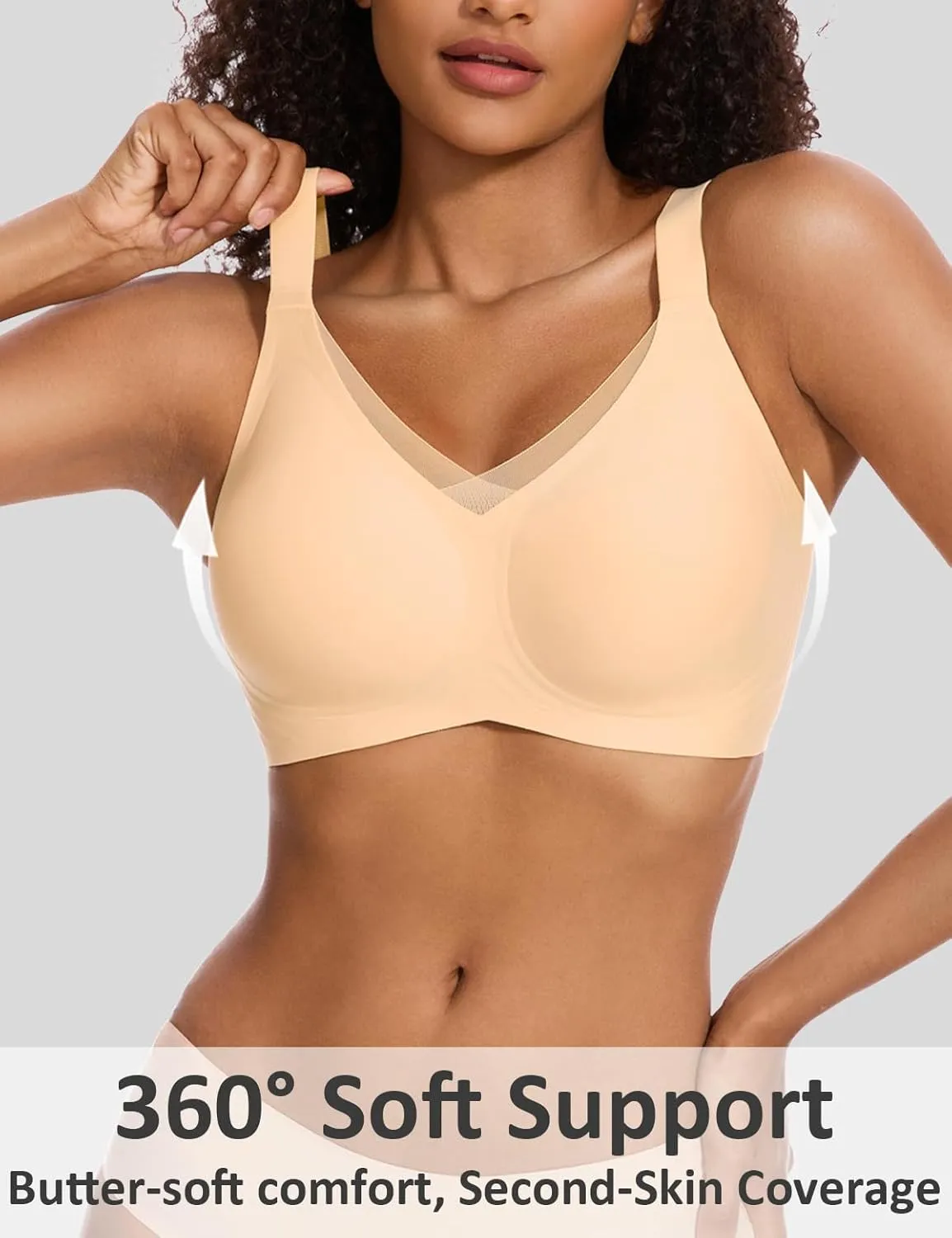 Vinfact Womens V Lace Wireless Seamless Bras No Underwire Comfort Push Up Bras Supportive Full Coverage Bralettes T Shirt Bra