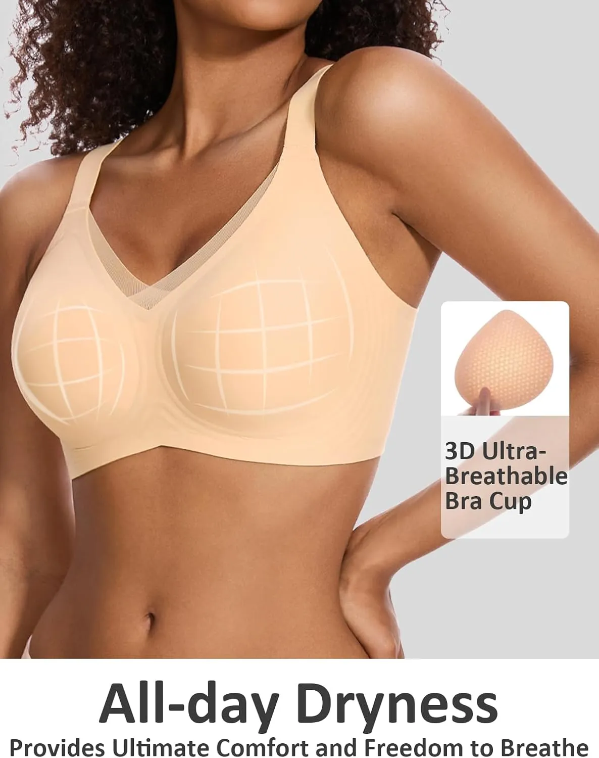 Vinfact Womens V Lace Wireless Seamless Bras No Underwire Comfort Push Up Bras Supportive Full Coverage Bralettes T Shirt Bra