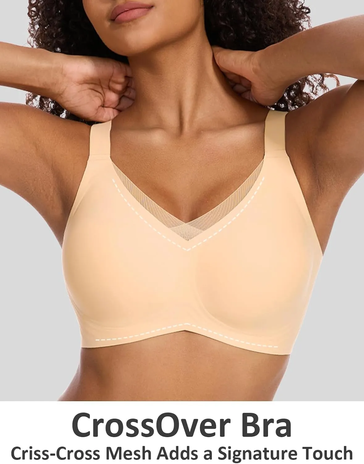 Vinfact Womens V Lace Wireless Seamless Bras No Underwire Comfort Push Up Bras Supportive Full Coverage Bralettes T Shirt Bra